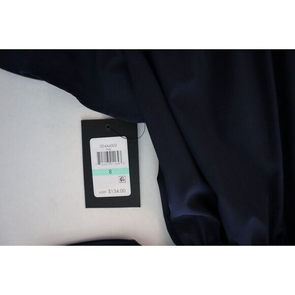 DKNY DD4A4502 Women's Sz 8 Navy Blue Belted Flutter Sleeve Shirtdress - Picture 4 of 8